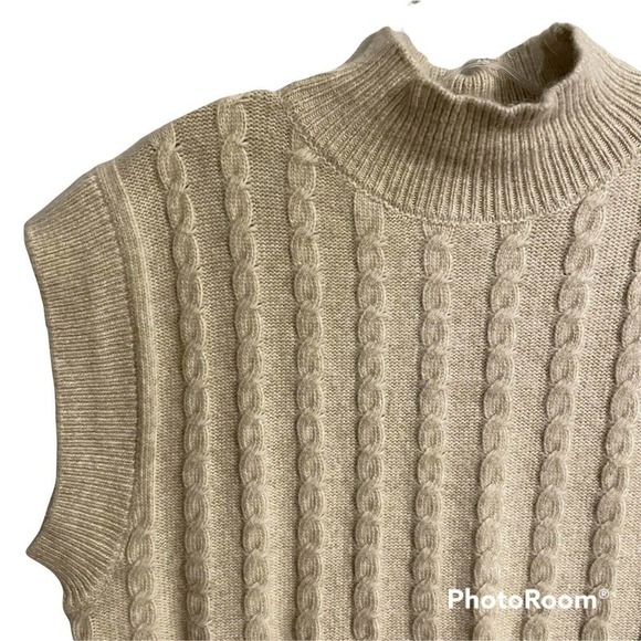 Cupcakes And Cashmere Small Sweater Vest Small Cream Cable Knit Mock Nec… - Picture 3 of 6